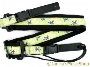 GUITAR STRAP QUICK RELEASE BLACK GREEN PATTERN